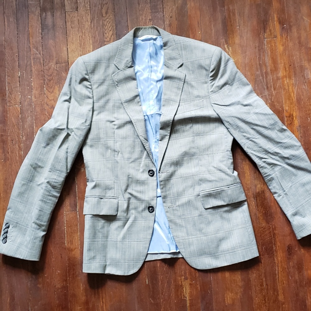 Zara Man Gray Plaid Suit Jacket